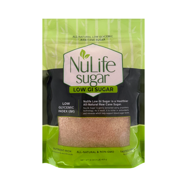 NuLife Low GI Sugar, 1 Pound Bag, All-Natural Low Glycemic Raw Sugar Cane