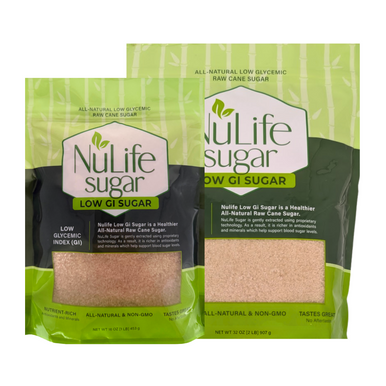 NuLife Low GI Sugar, 2 Pound Bag, All-Natural Low Glycemic Raw Sugar Cane