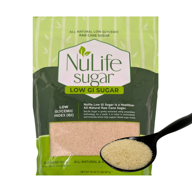 NuLife Low GI Sugar, 2 Pound Bag, All-Natural Low Glycemic Raw Sugar Cane