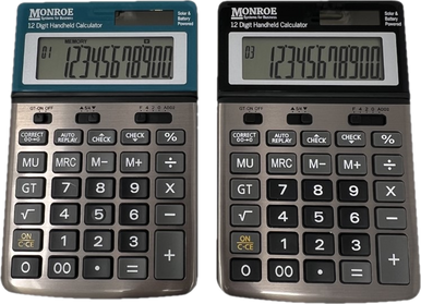 Monroe Handheld 12-Digit Calculator With Check And Correct Functionality
