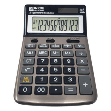 Monroe Handheld 12-Digit Calculator With Check And Correct Functionality