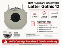IBM Lexmark Wheelwriter Letter Gothic 12 compatibility guide showing 12 pitch, IBM 1353514 cross-reference, and common Wheelwriter models
