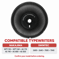 Bookface Academic 10 printwheel compatibility guide listing Nakajima WPT-150, WPT-160, AE-710, AE-740, AE-800 and AE-830 plus Swintec 2600, 2640, 7000 and 7040.