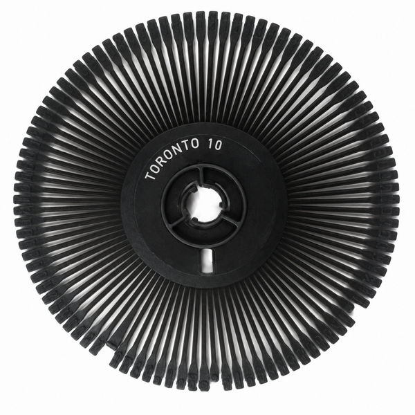Nakajima and Swintec Toronto 10 printwheel with identifying text on the center hub