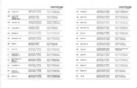 Rarotype printwheel typestyle reference chart with typeface names, character samples and pitch options