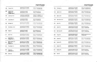 Rarotype printwheel typestyle reference showing additional specialty type styles and character samples