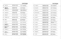 Rarotype printwheel typestyle guide showing multiple electronic typewriter fonts and character samples