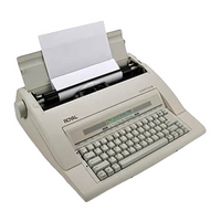 Royal Scriptor II electronic typewriter with paper loaded and ready for typing