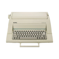 Royal Scriptor electronic typewriter with top cover closed and built-in carrying handle extended