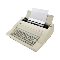Royal Scriptor electronic typewriter with paper loaded and ready for typing